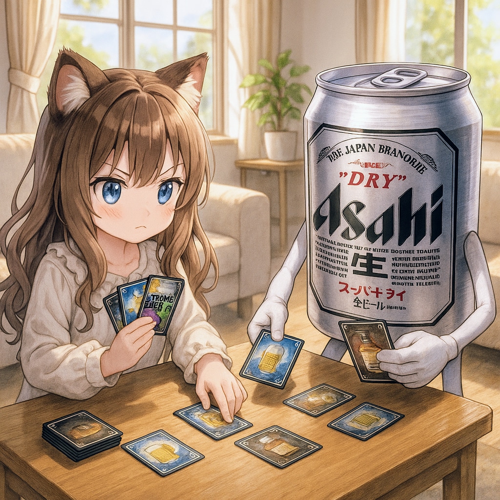 サケーディングカードゲームをする小さな女の子