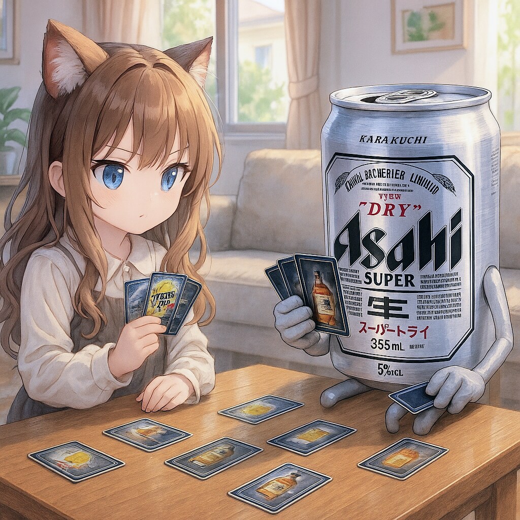 サケーディングカードゲームをする小さな女の子