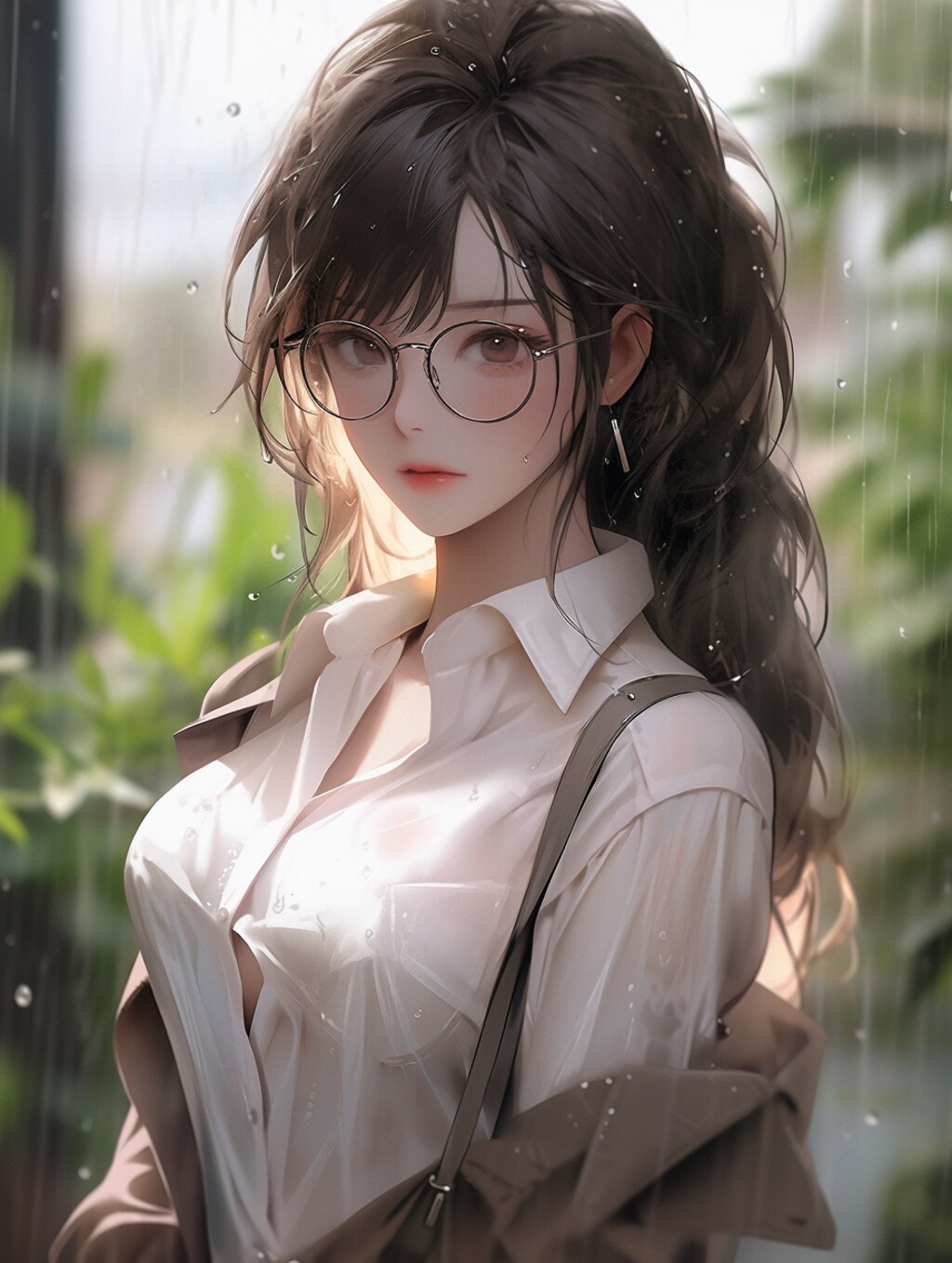 雨に濡れたOL