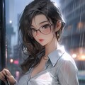 雨に濡れたOL 5枚目