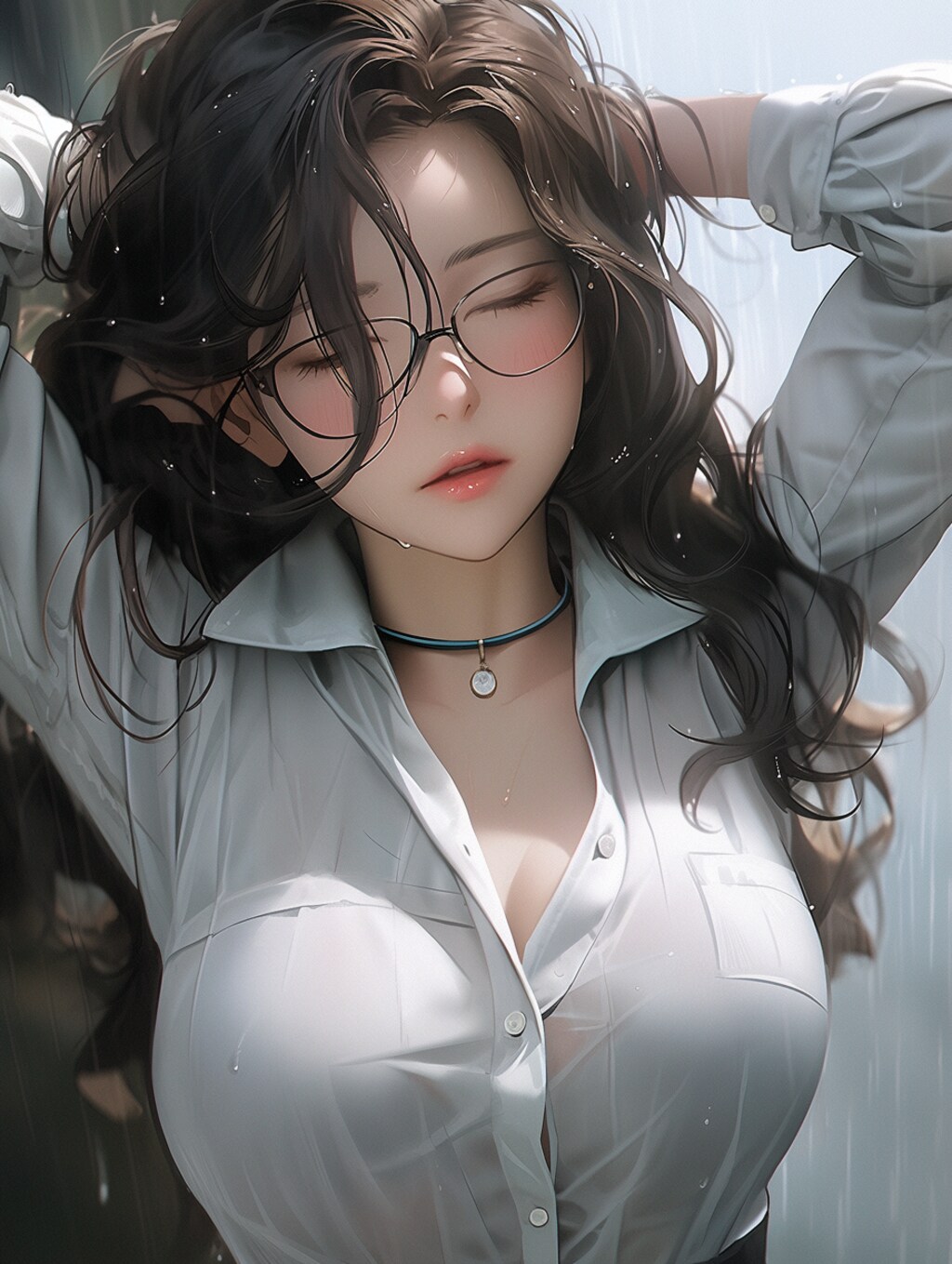 雨に濡れたOL