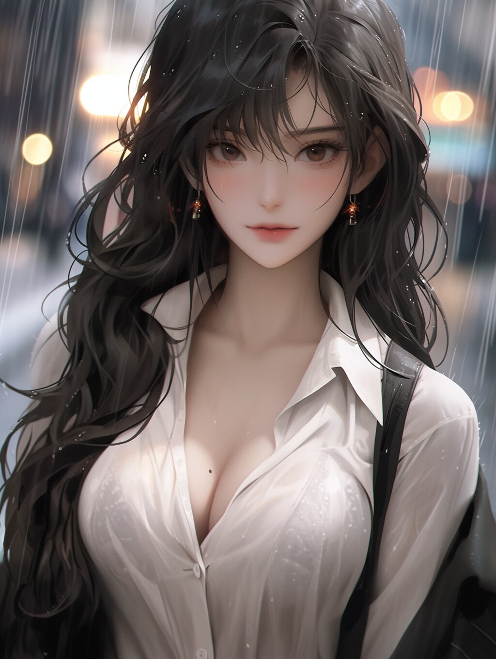 雨に濡れたOL