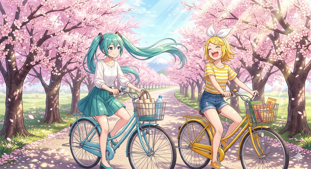 静岡旅行をするミクさんとリンさん