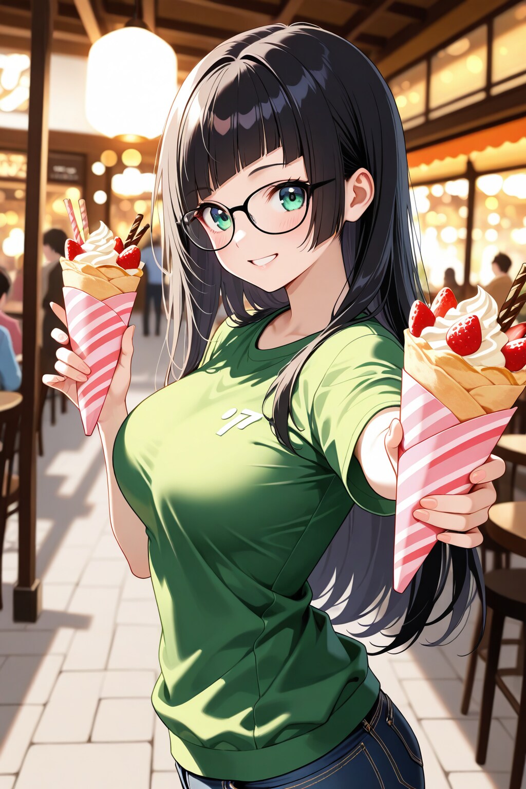 20260212クレープを持つ眼鏡の女性
