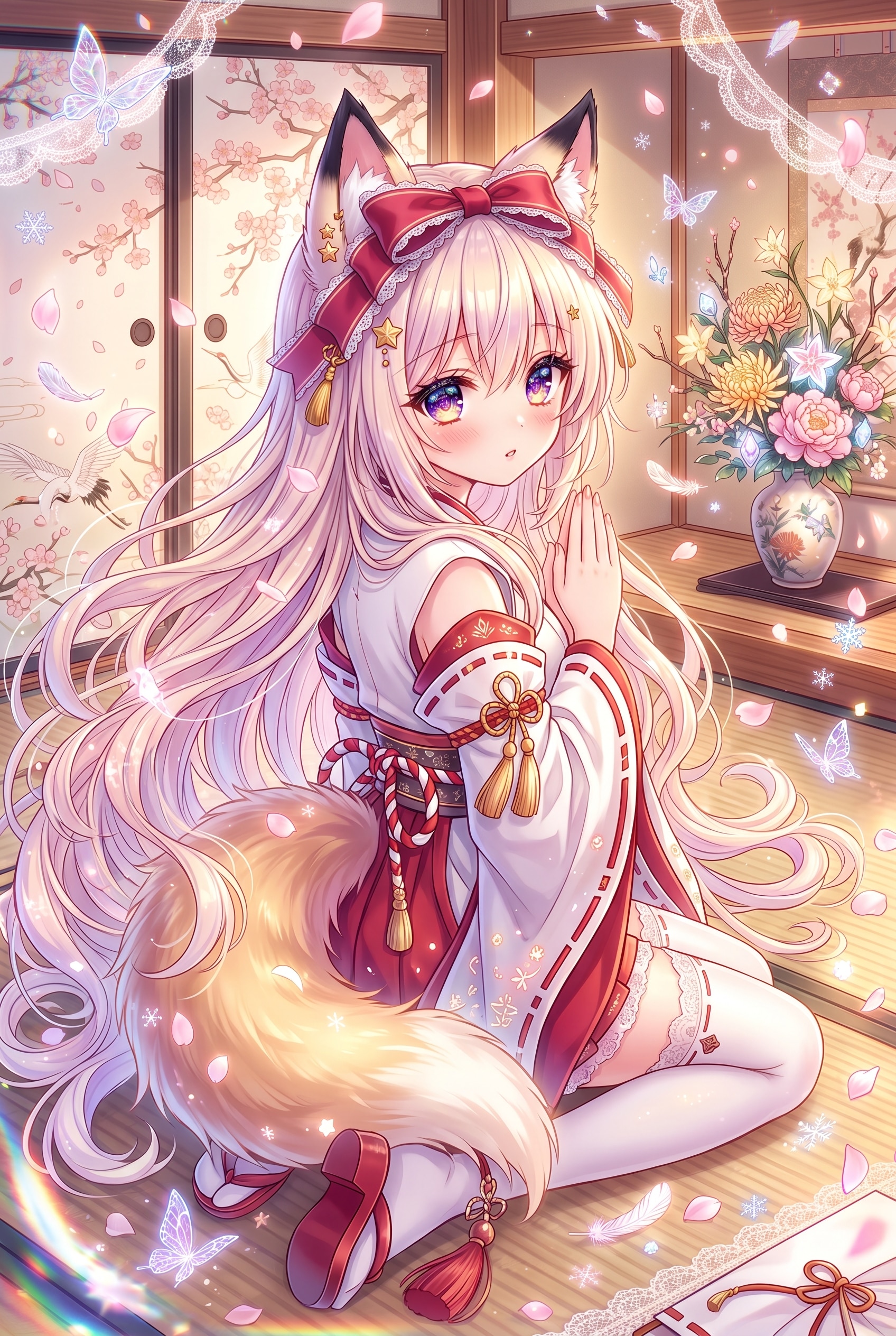 神苑に潜む白狐の祈り | の人気AIイラスト・グラビア