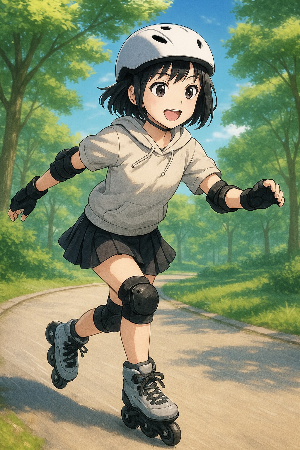 ローラースケートで遊ぶ女の子