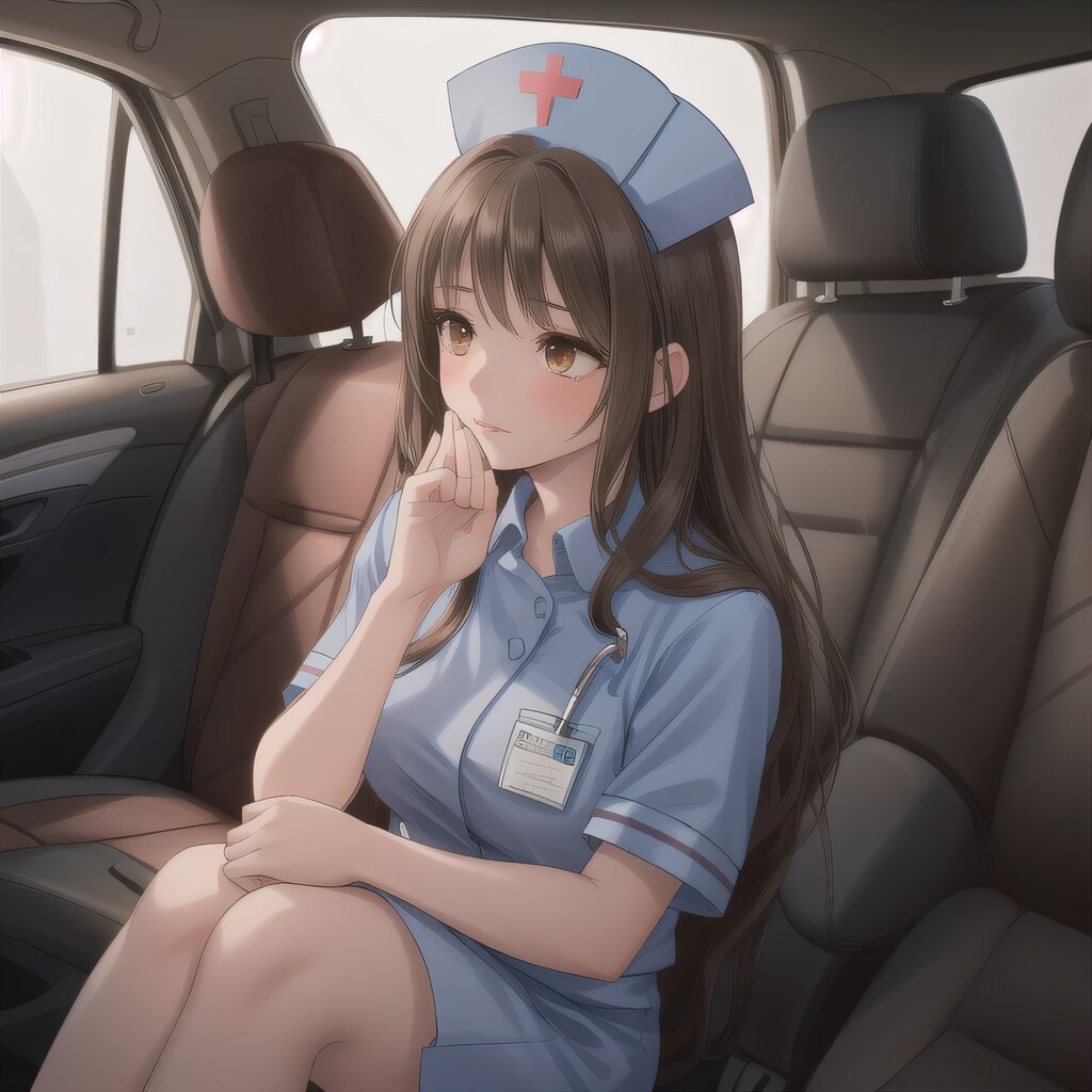 黒髪ロングで車内の少女１５