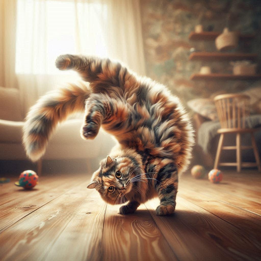 カモフラージュする猫