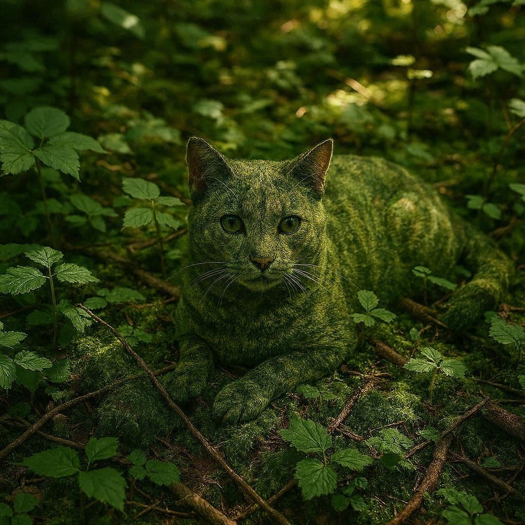 カモフラージュする猫