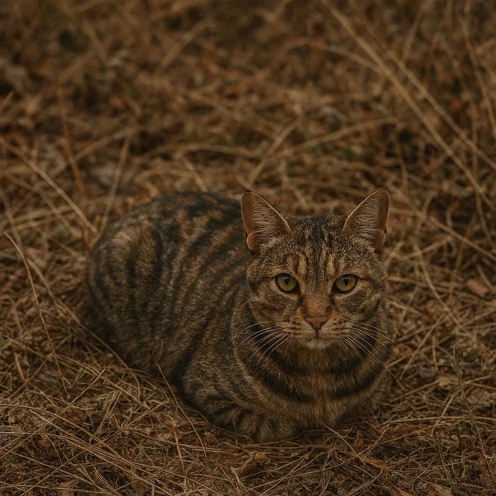 カモフラージュする猫