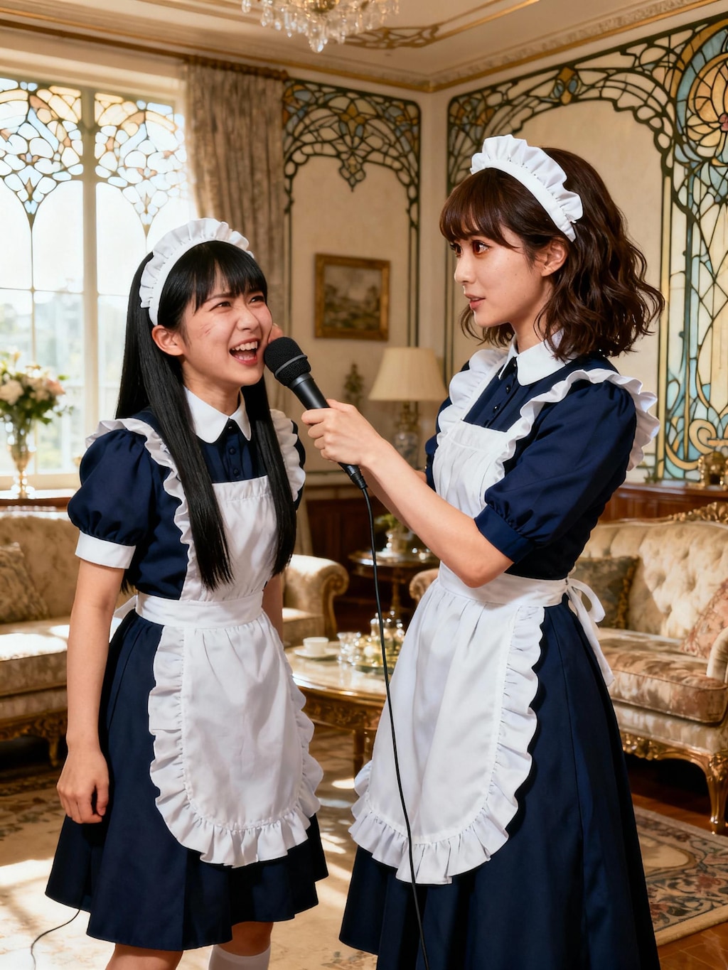 メイド1号にインタビューを試みるメイド23号