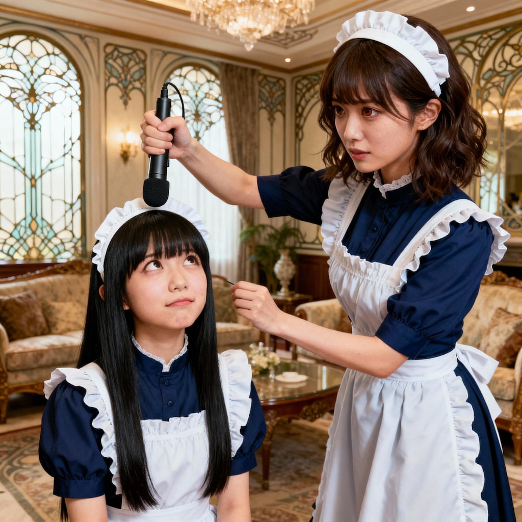 メイド1号にインタビューを試みるメイド23号