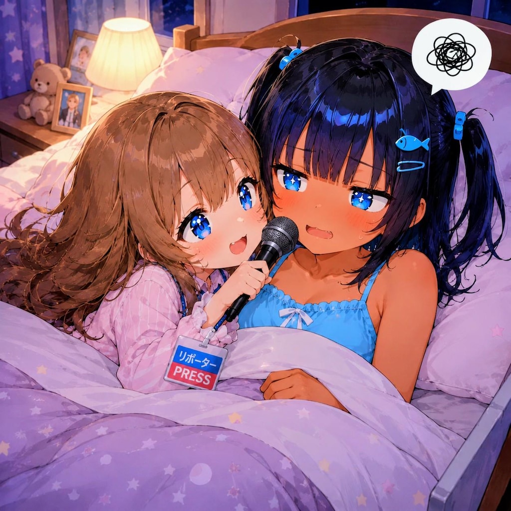 こなつちゃんに密着取材する小さな女の子