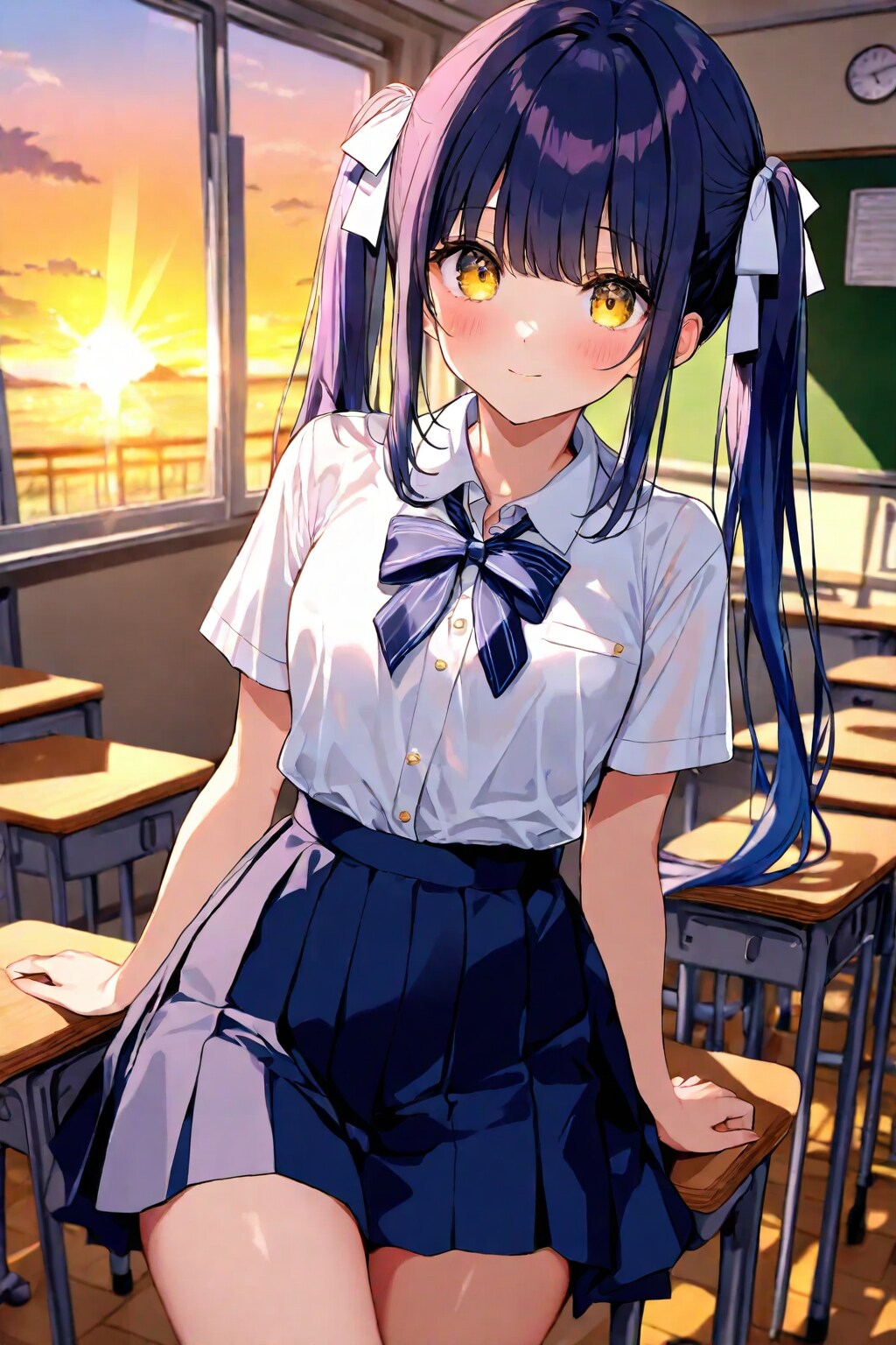 放課後の教室で2人きり | の人気AIイラスト・グラビア