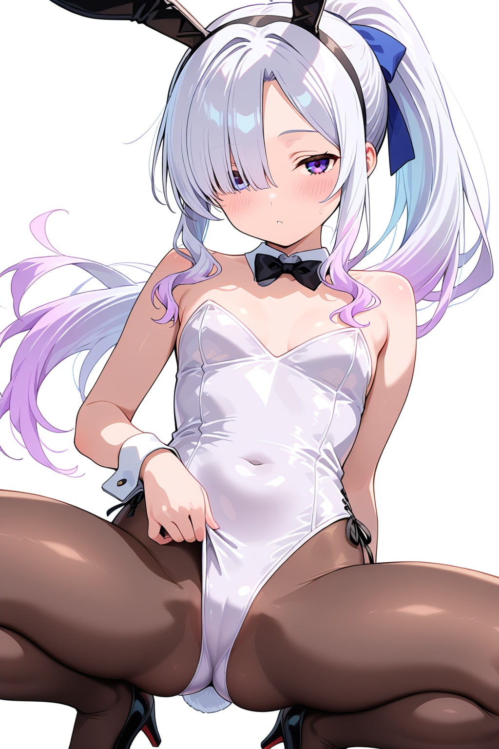 メカクレ薄紫髪ちゃん31『衣装引っ張り』