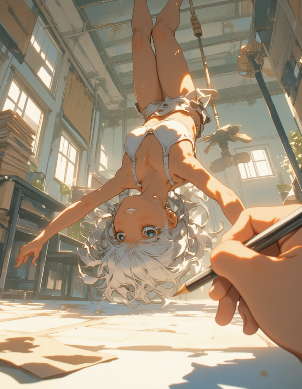 逆さ吊りのデッサンモデル