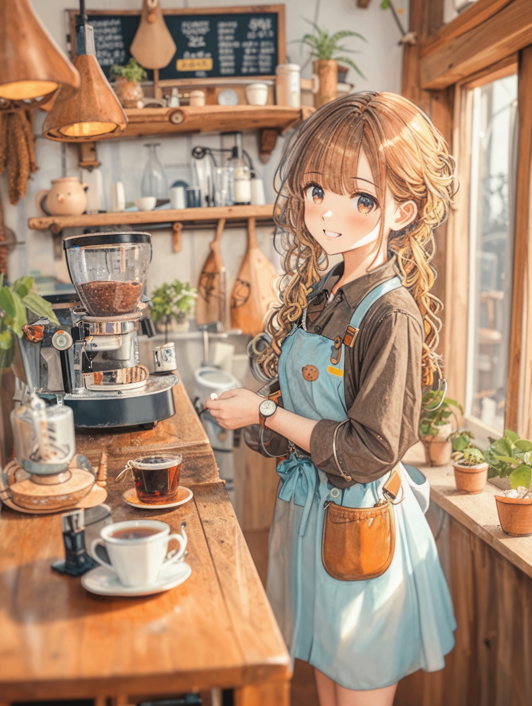 朝の光が、カウンターに溜まっている