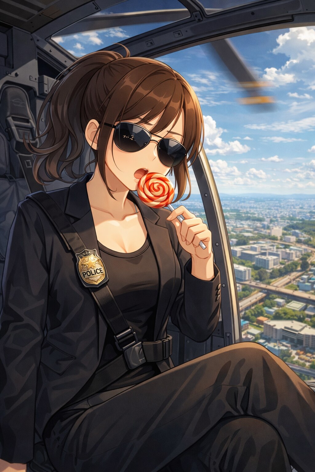 ヘリに乗る警察関係者って年間何人いるんだろう | の人気AIイラスト・グラビア