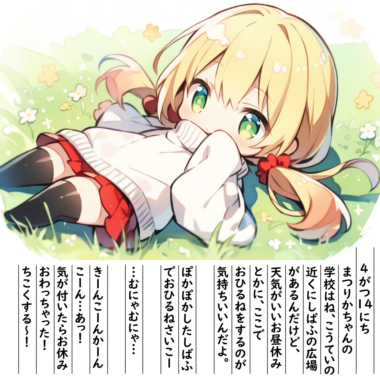 【絵日記】しばふのおひるね | の人気AIイラスト・グラビア