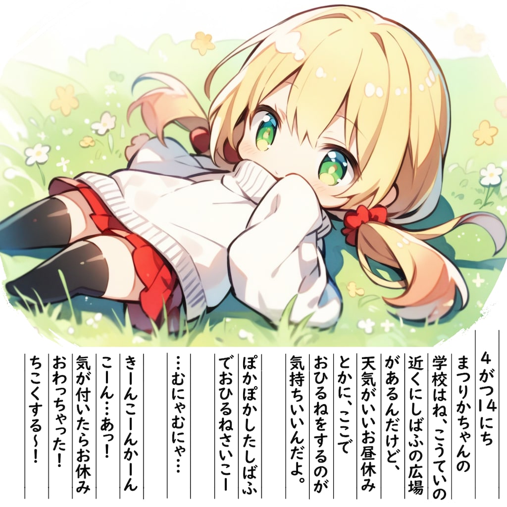 【絵日記】しばふのおひるね