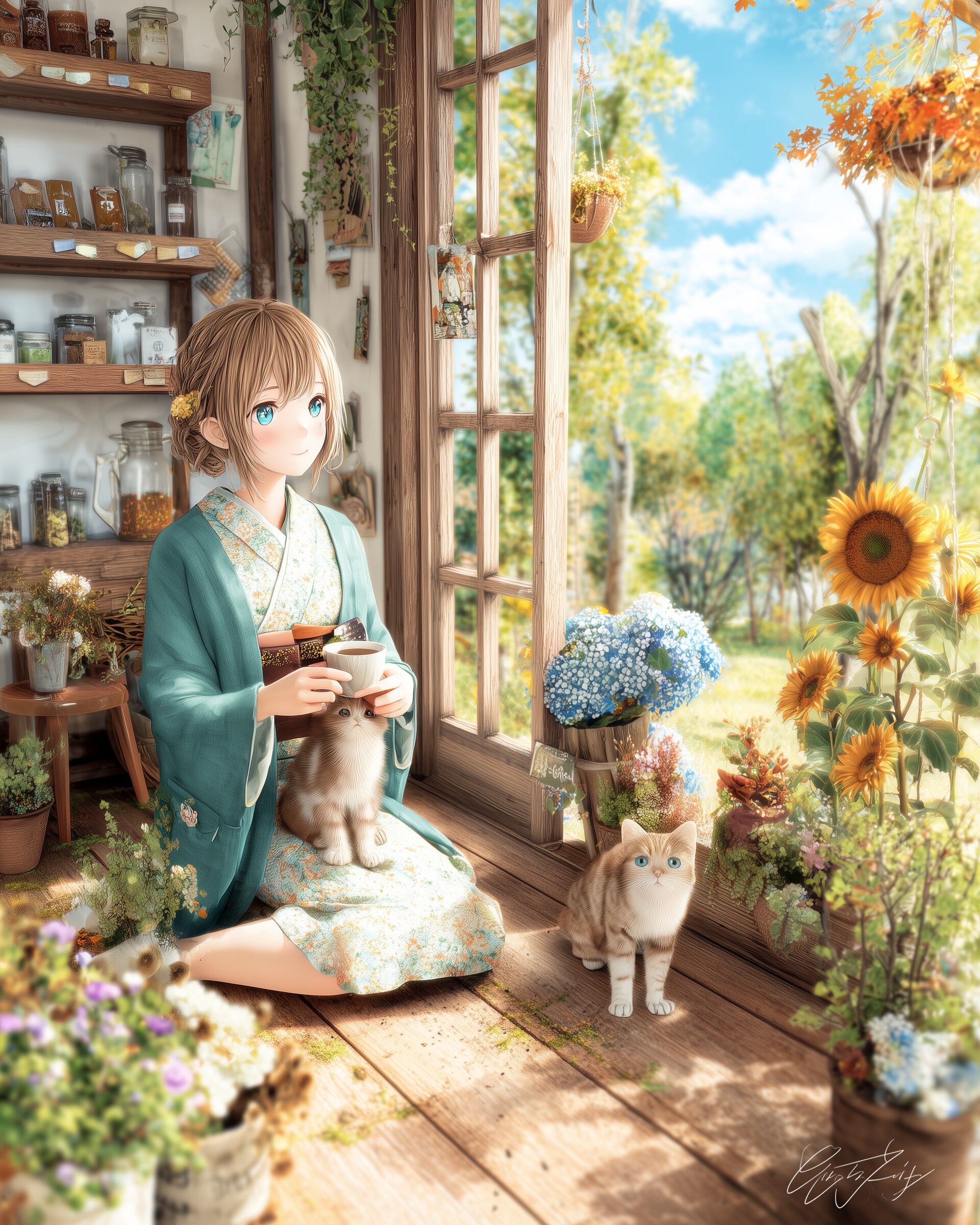 猫ひざに