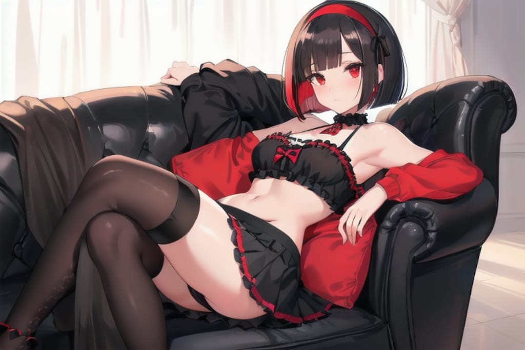 ソファーに座る爆乳女の子