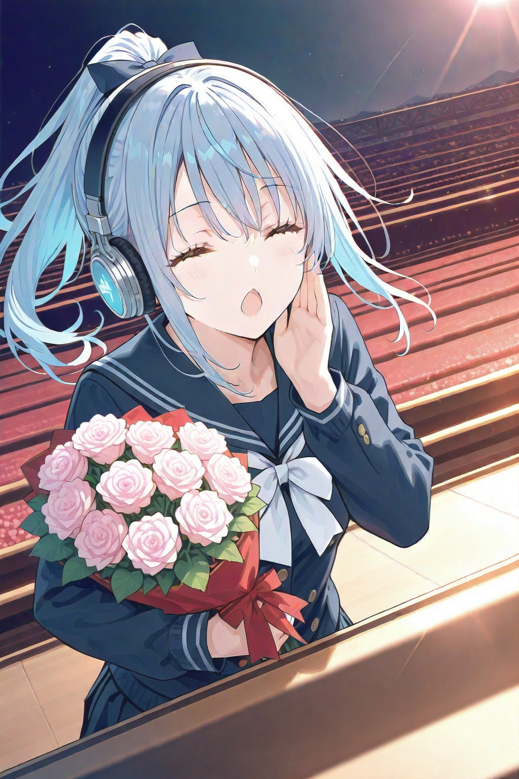 お花受け取ってくださいましー