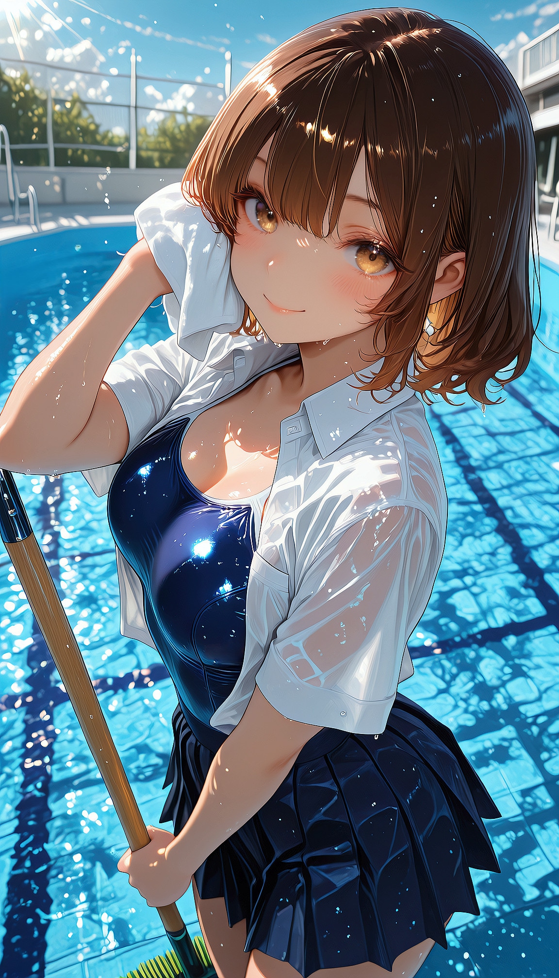 真夏のプール掃除