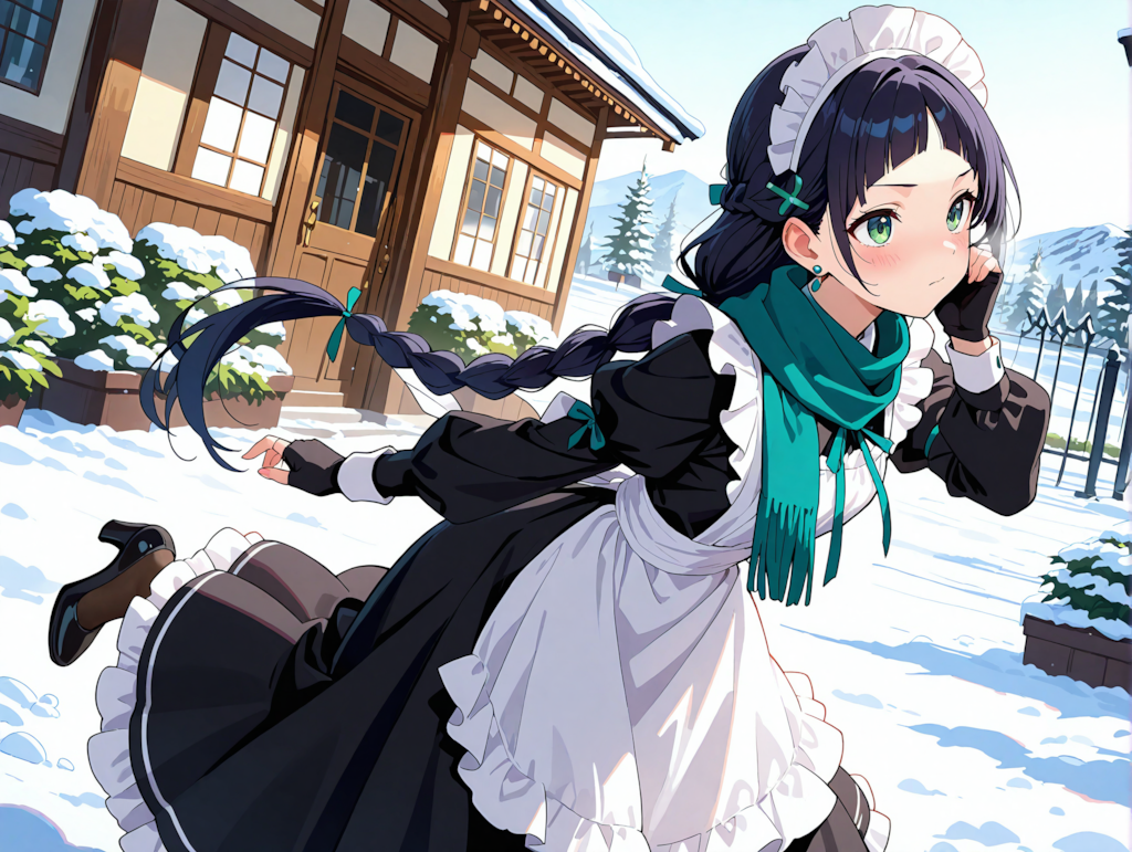 椿原こよみ（メイド服でマフラー装備）