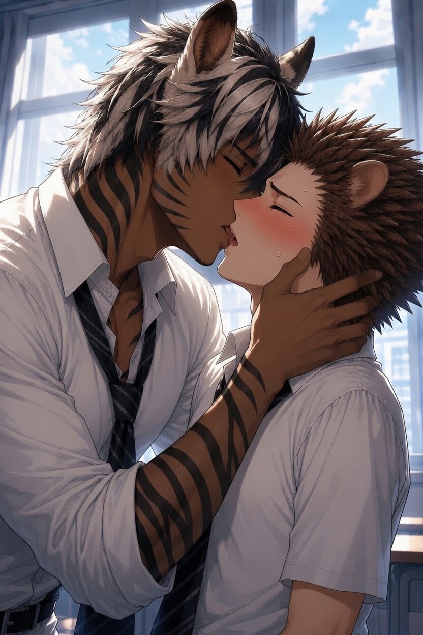 夏の教室でキス....