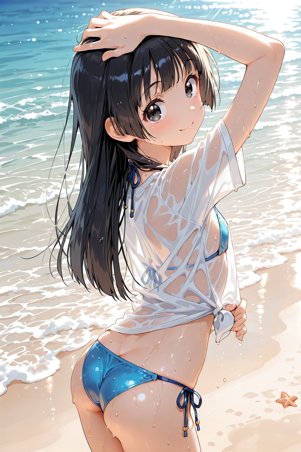 海辺で水着編、後ろから