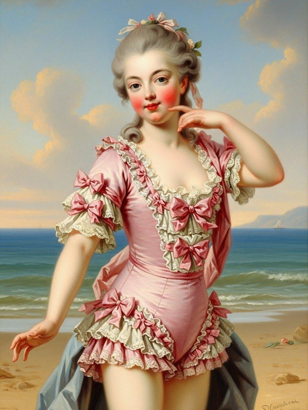 フランソワ・ブーシェの描いた水着(笑)美少女　ImageFX