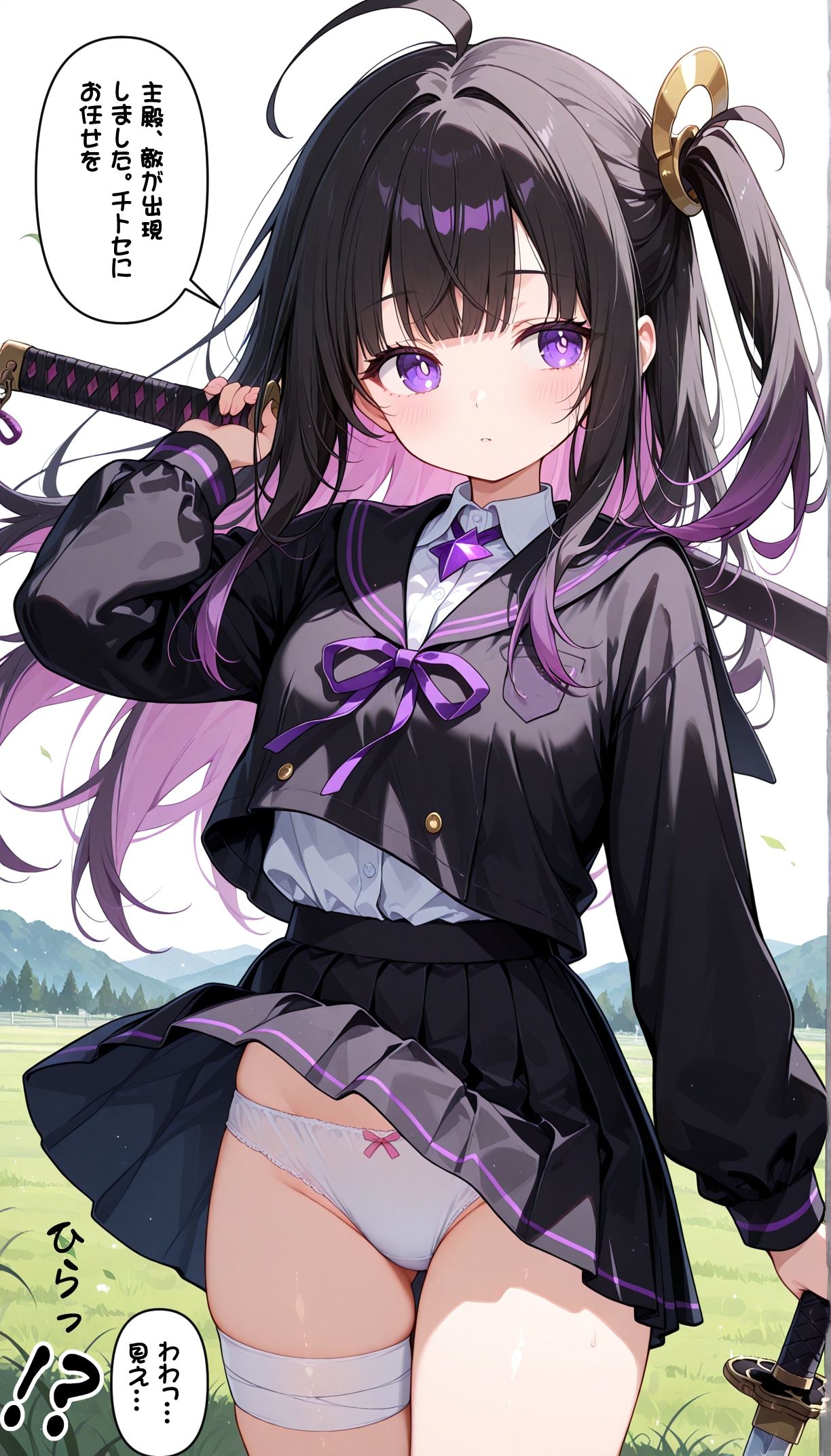 戦闘中チトセのパンツを見て、おっきしたのを見られた魔王クン