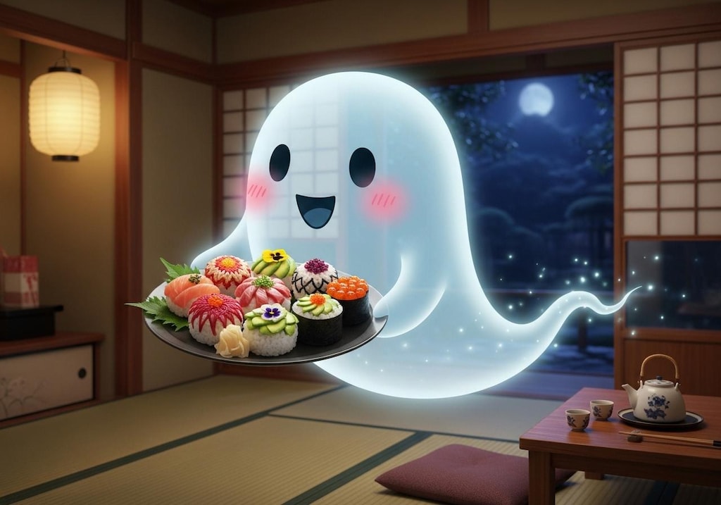 手毬寿司を用意するお化け大将