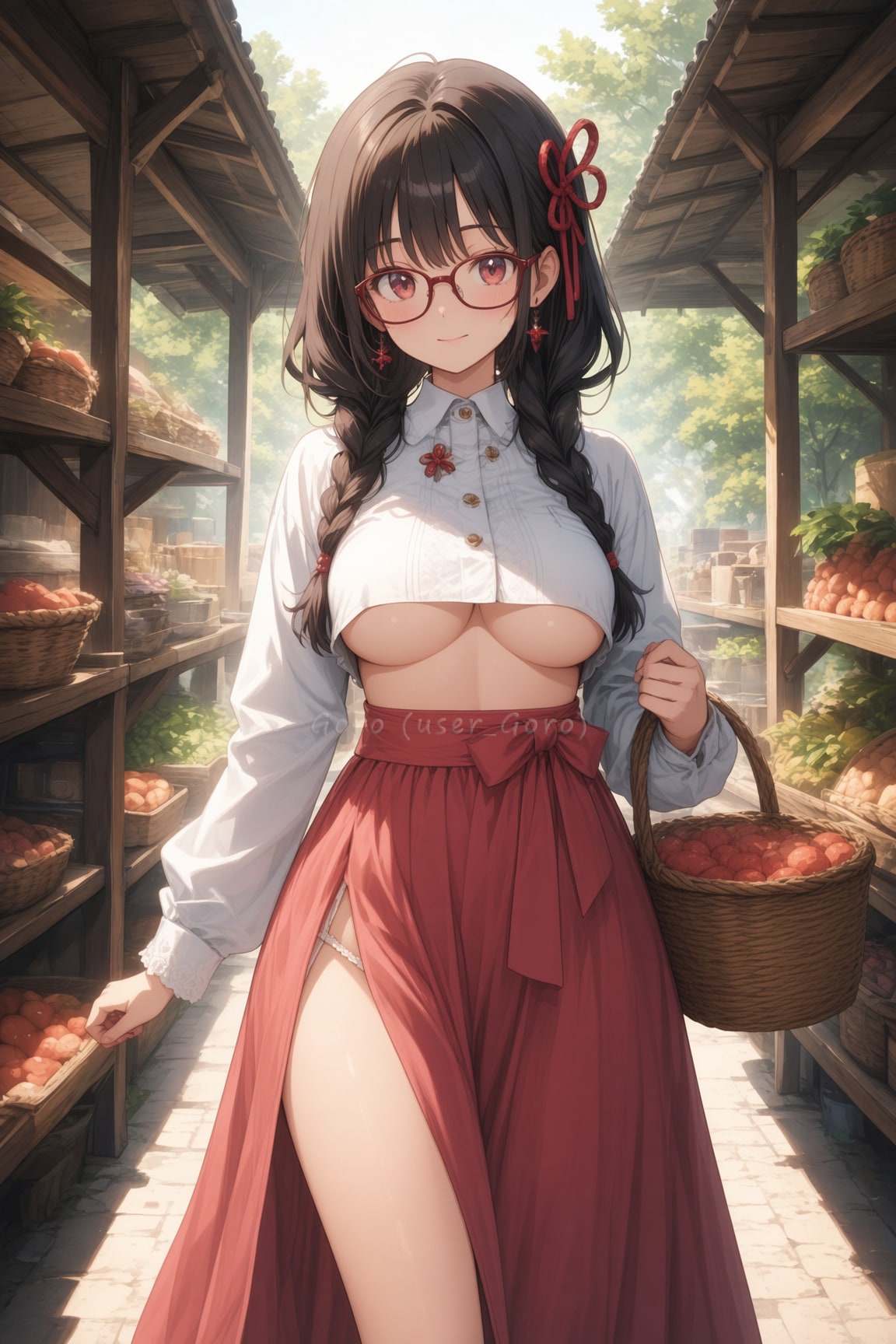 チョゴリ(ではない)下乳＋(チマ)スリット