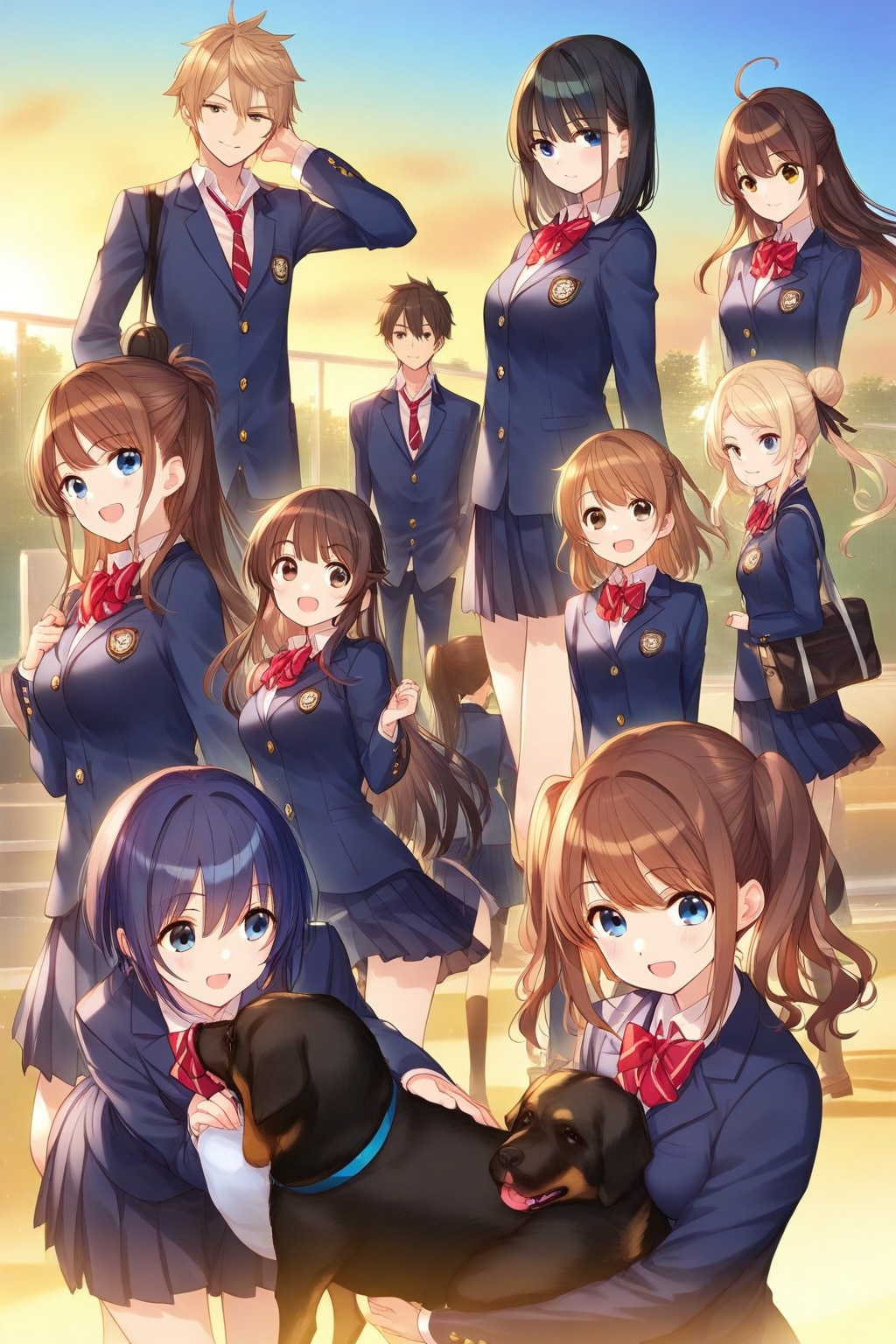 夕暮れ、君と犬と僕 | の人気AIイラスト・グラビア