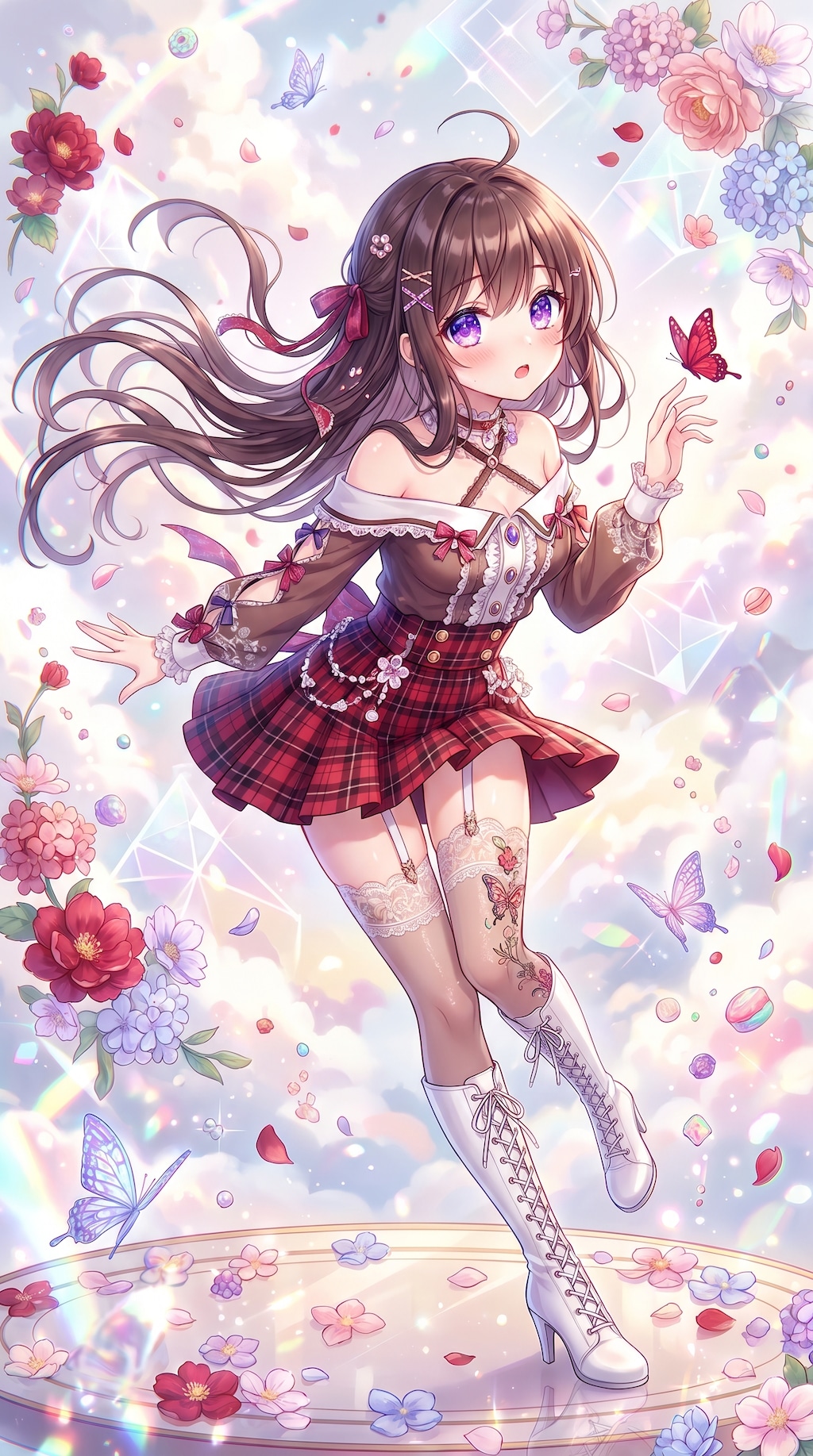 蝶影纏う緋格子