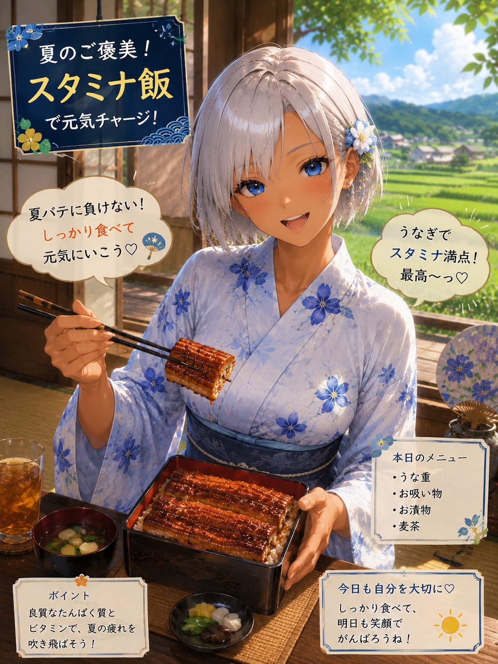 浴衣で鰻重食べちゃう専属トレーナー