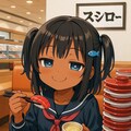 回転寿司でお腹いっぱい食べるこなつちゃん 2枚目