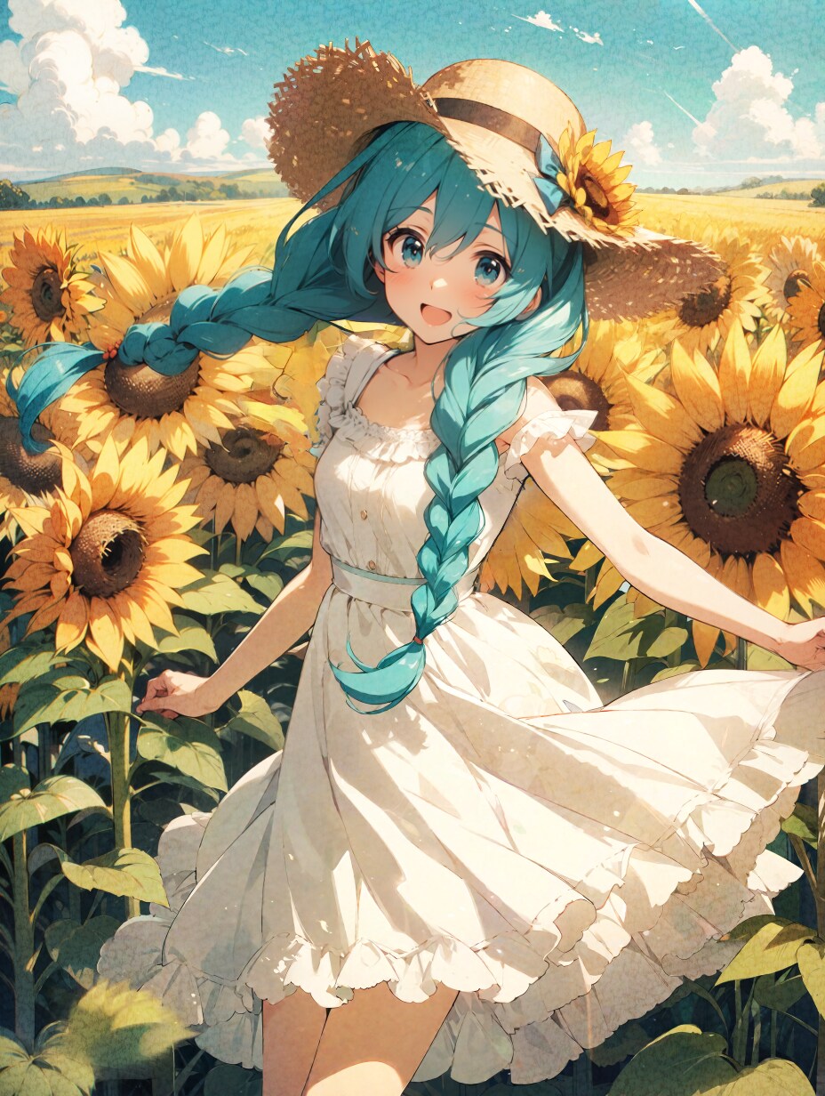 向日葵と私 | の人気AIイラスト・グラビア