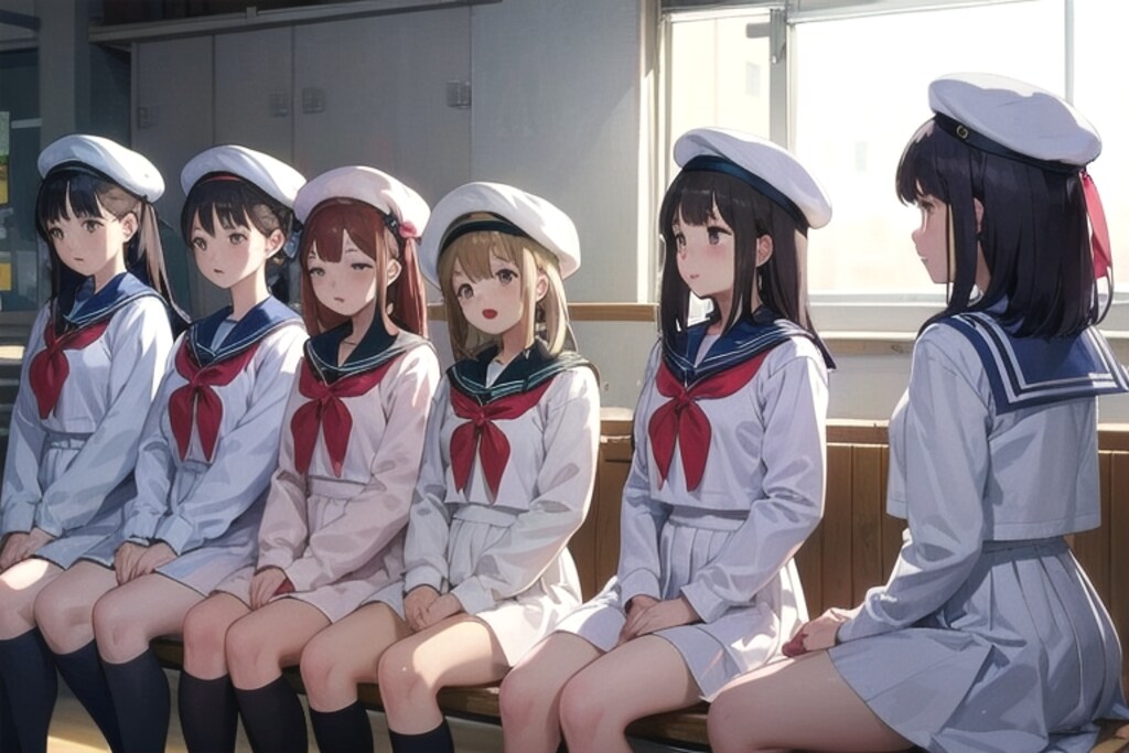 セーラー服にはベレー帽