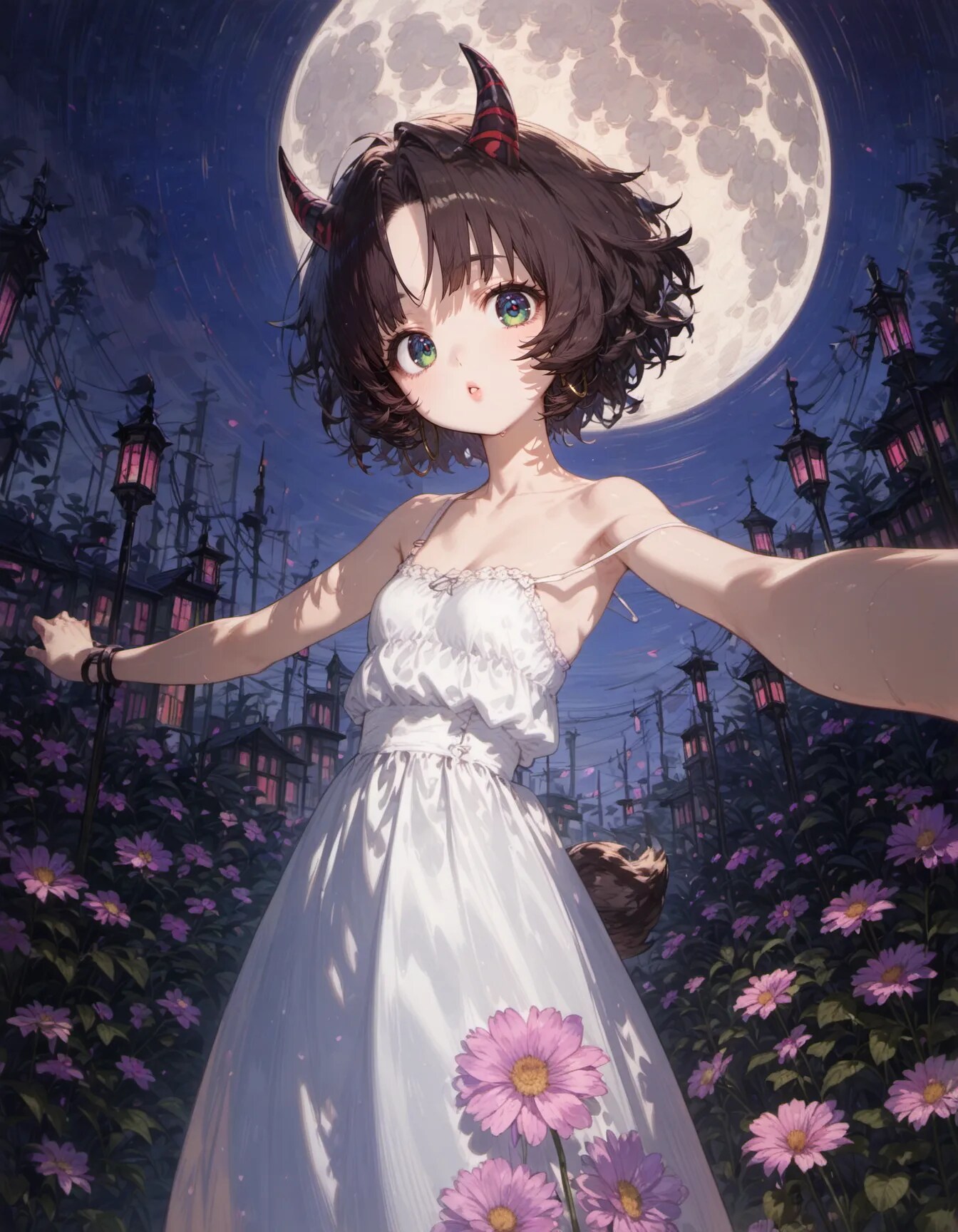 Moonlit Horns and Wildflowers