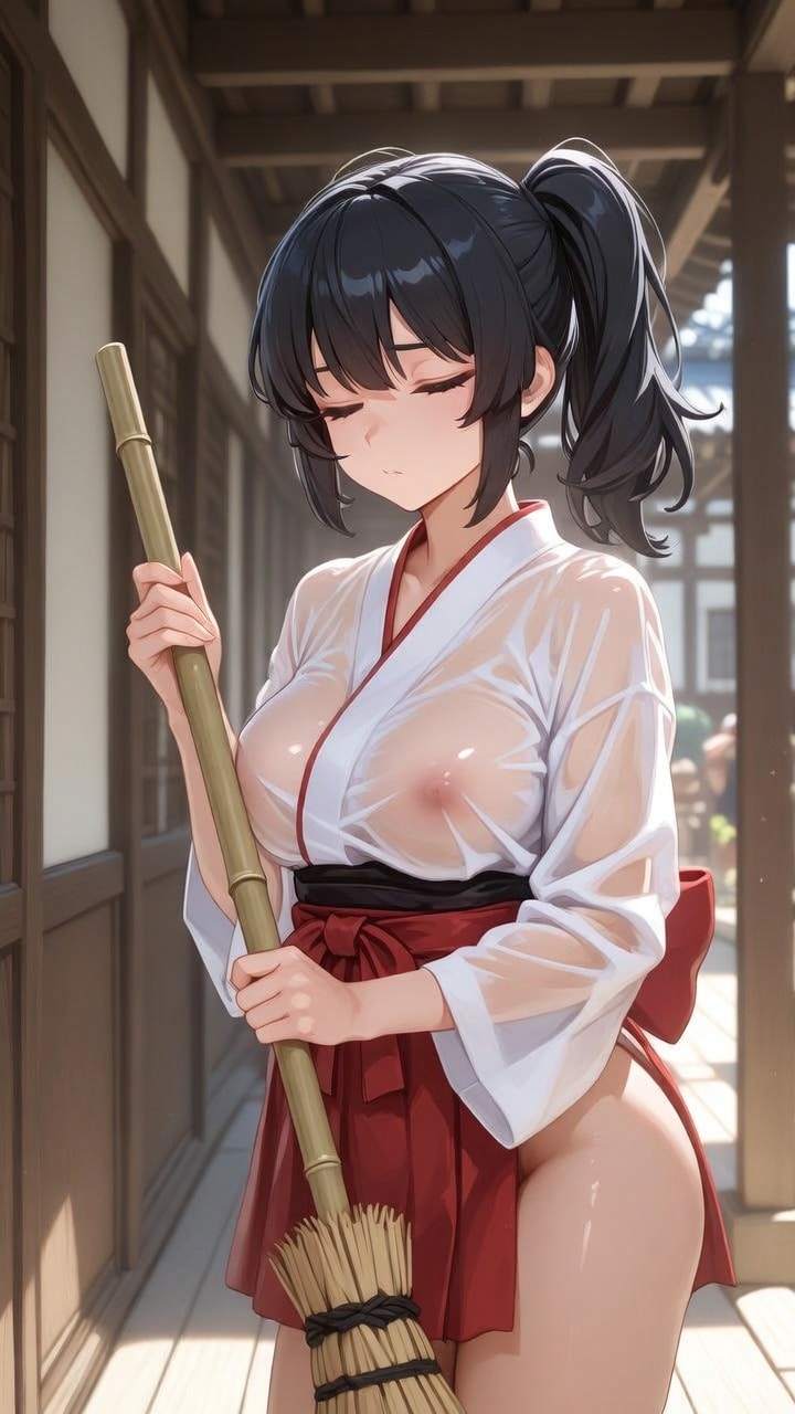 すけすけの巫女さん