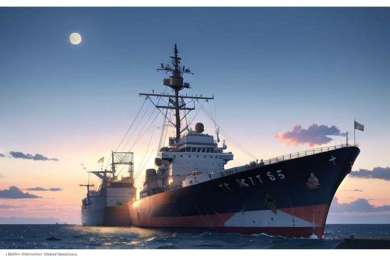 軍艦と夜空 | の人気AIイラスト・グラビア