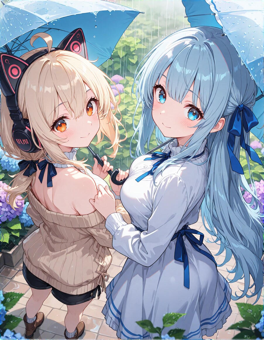 優葵ちゃんと紫陽花