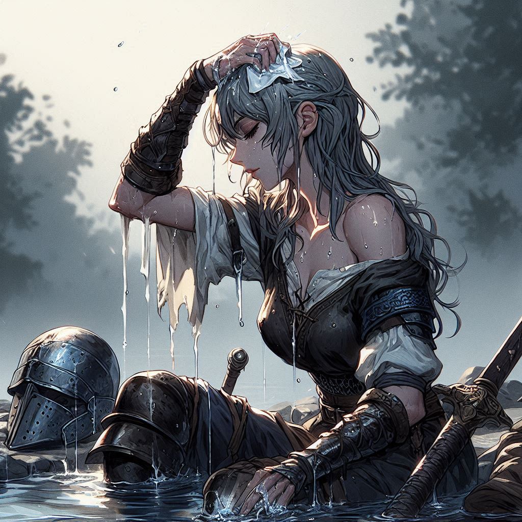 戦士の水浴び | の人気AIイラスト・グラビア