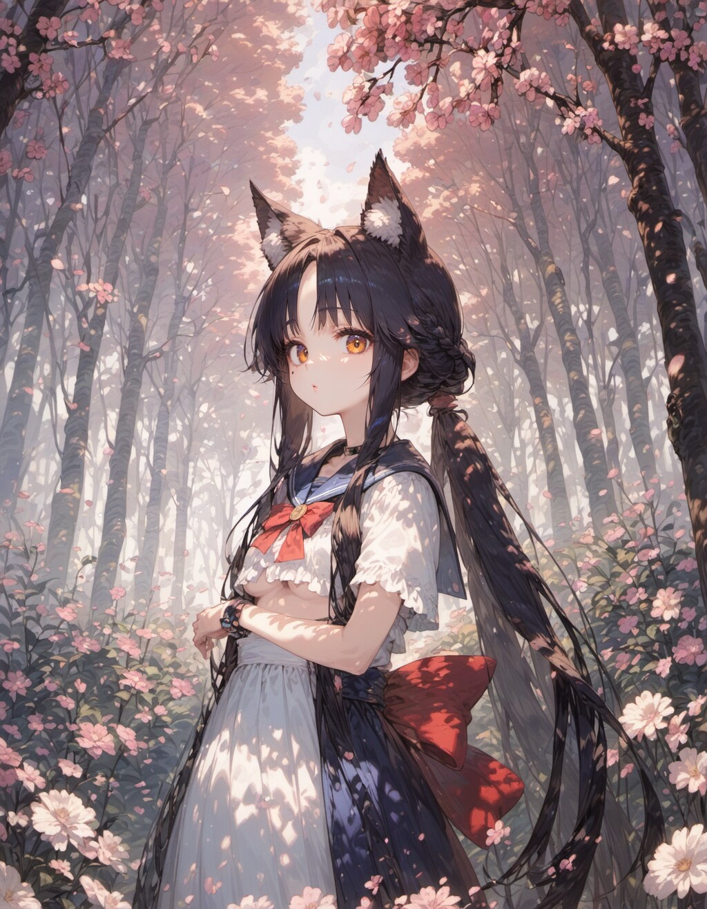 falling cherry blossoms