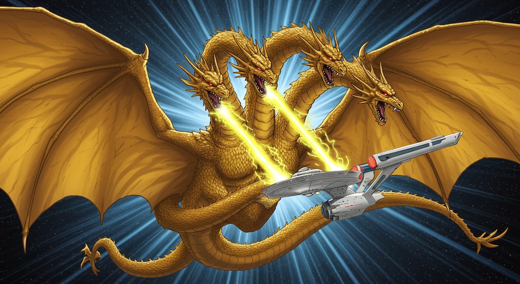 キングギドラとUFO