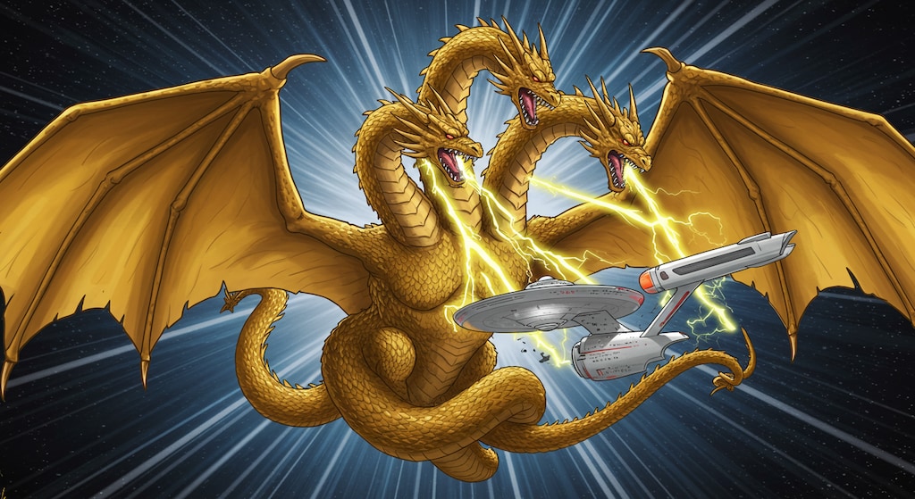 キングギドラとUFO