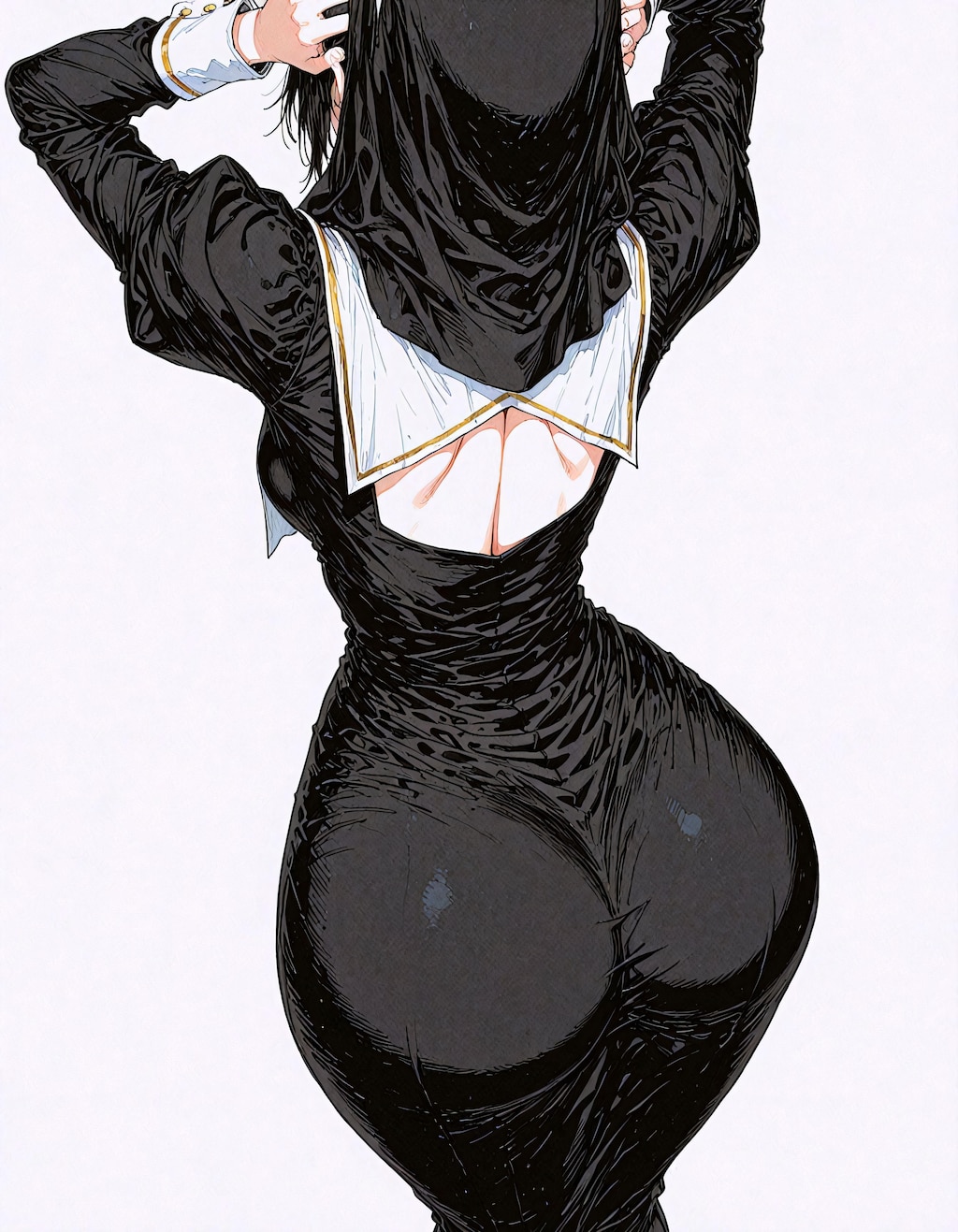 お尻と修道服